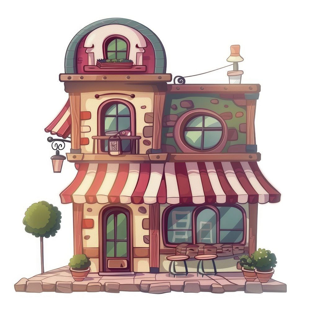 Cartoon of Market architecture building house.