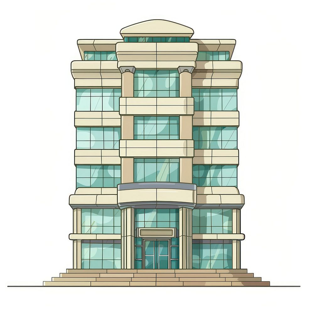 Cartoon of Office Building architecture building diagram.