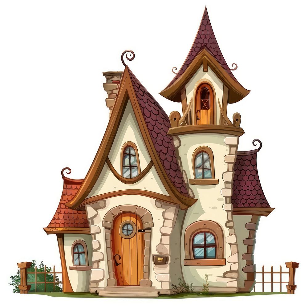 Cartoon of Old house architecture building cottage.