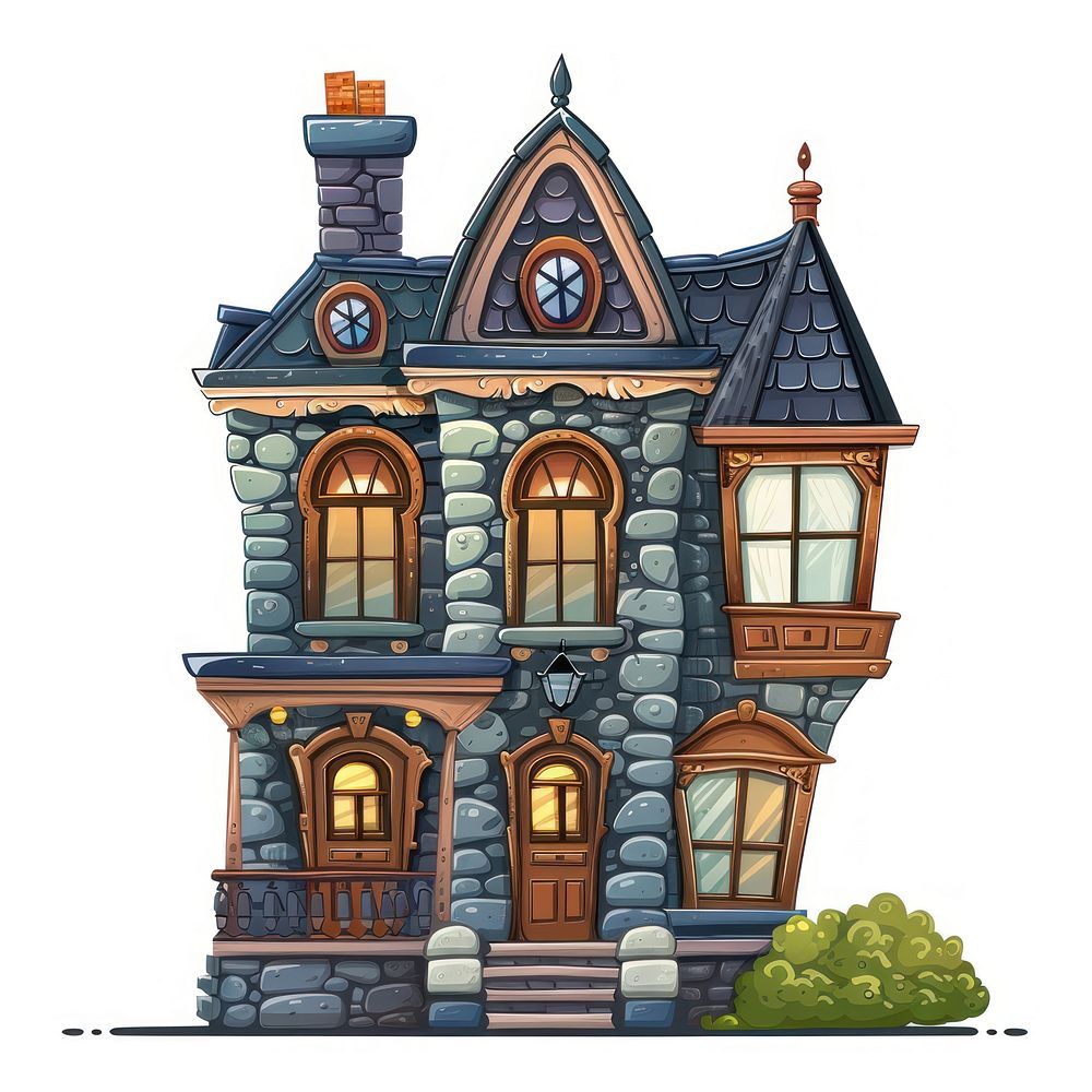 Cartoon of Old house architecture building old.