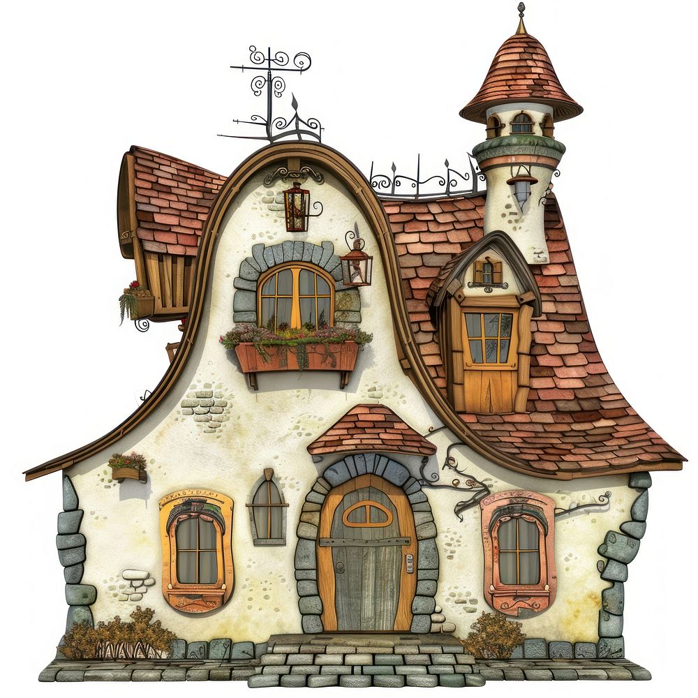 Cartoon of Roofing architecture building cottage.