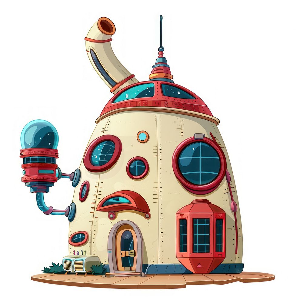 Cartoon of Space House architecture building house.