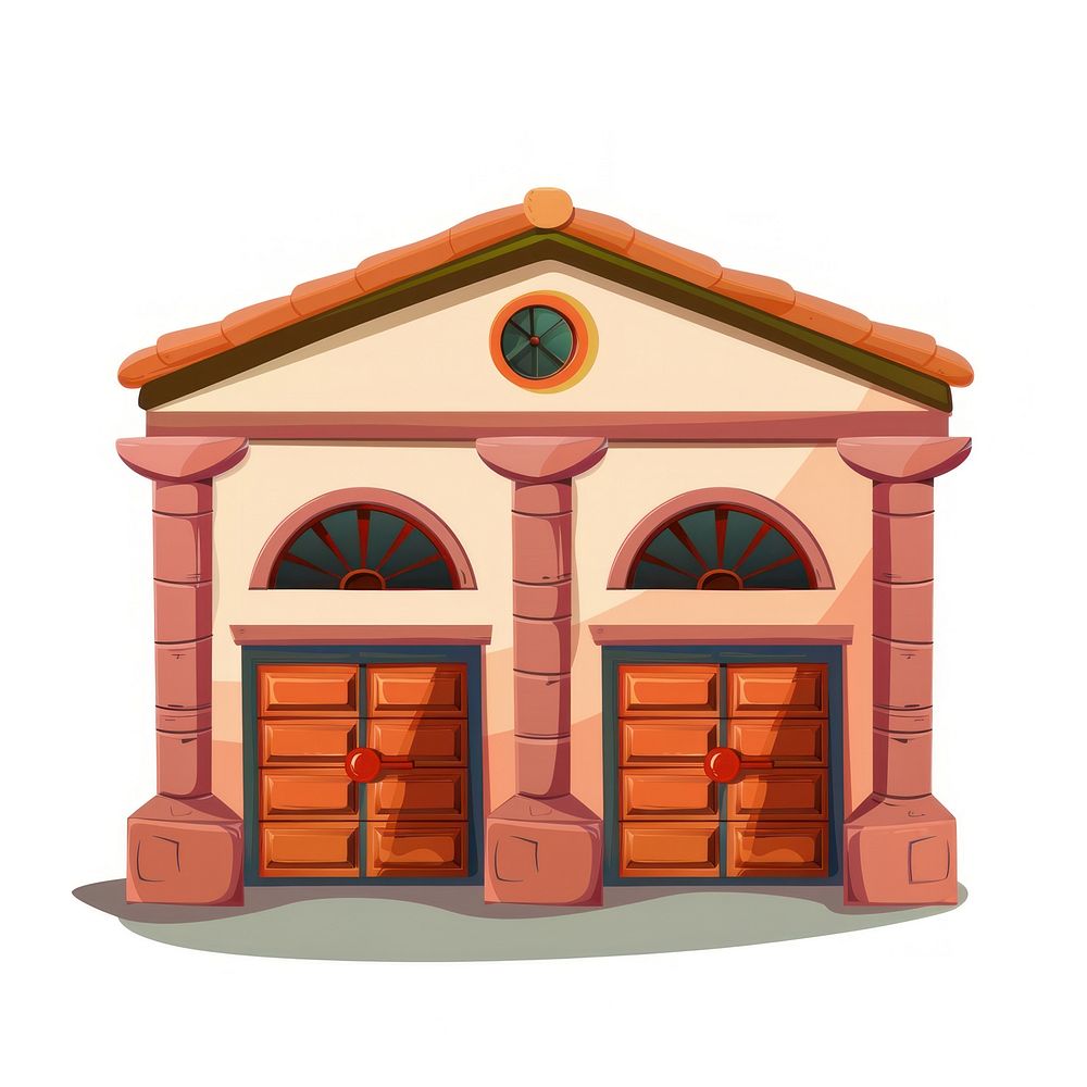 Cartoon of Storage architecture building garage.