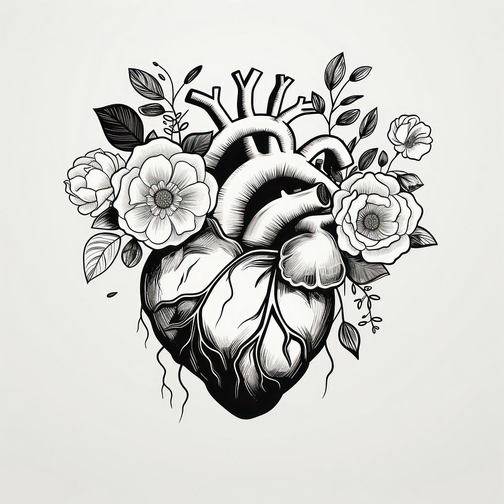 Heart pattern drawing sketch.