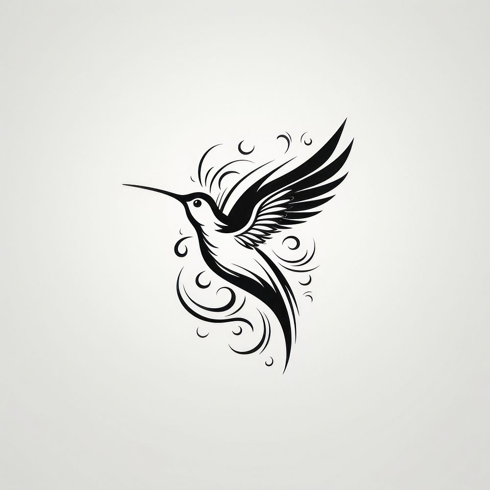 Hummingbird flying white logo.