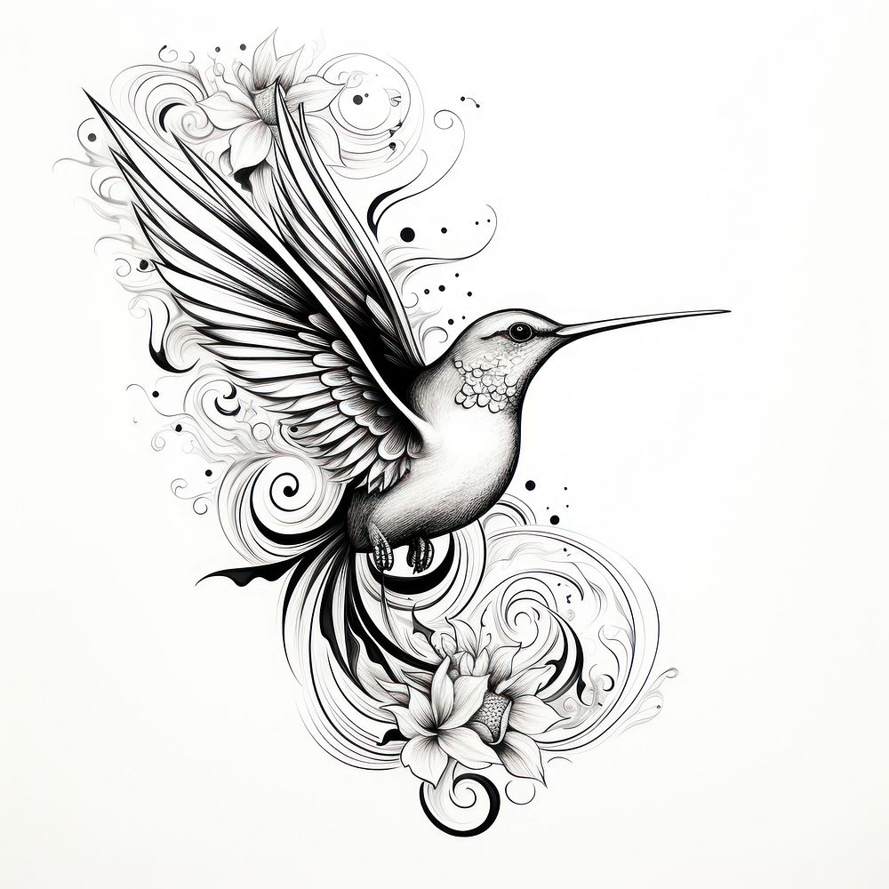 Hummingbird drawing animal sketch.