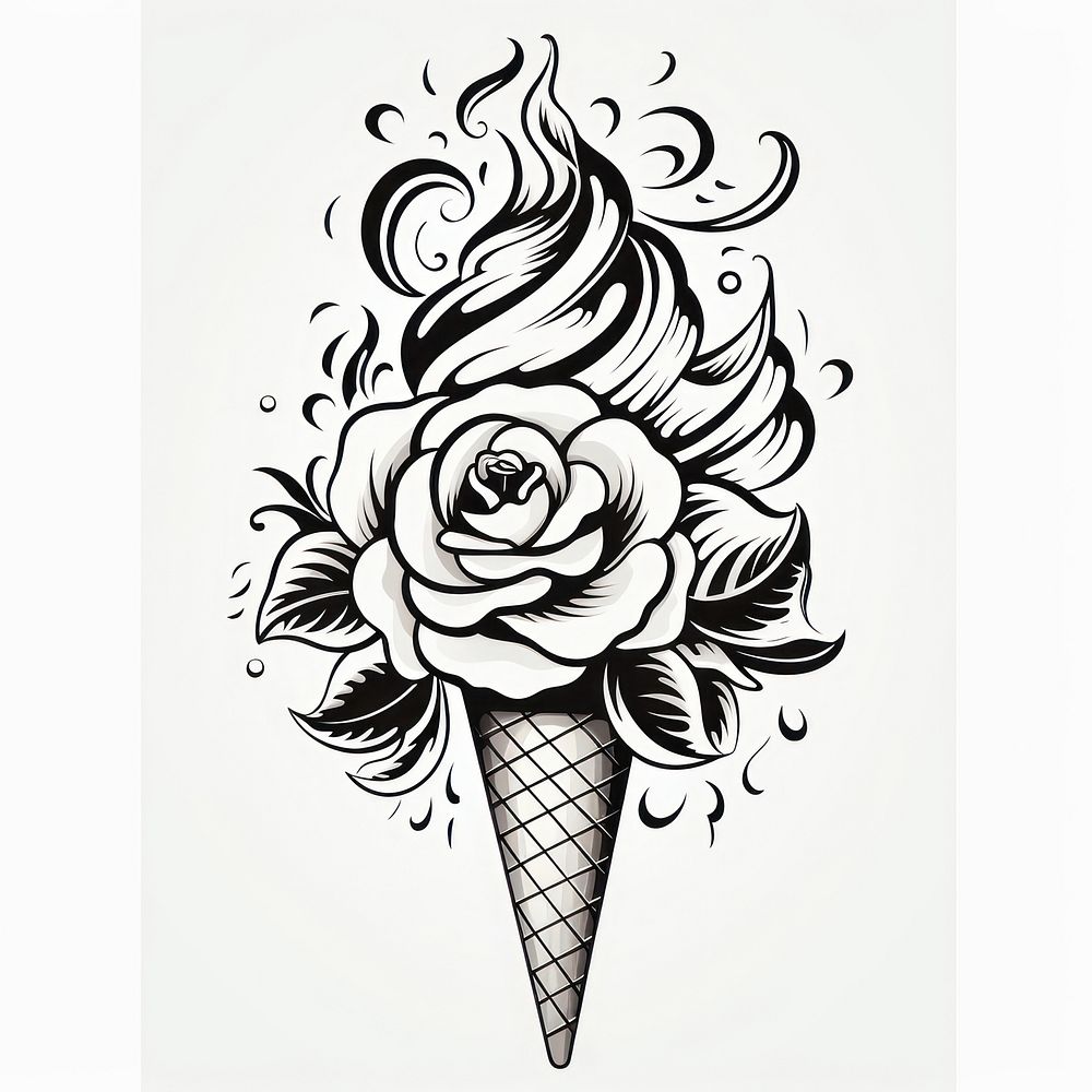 Ice cream drawing sketch illustrated.