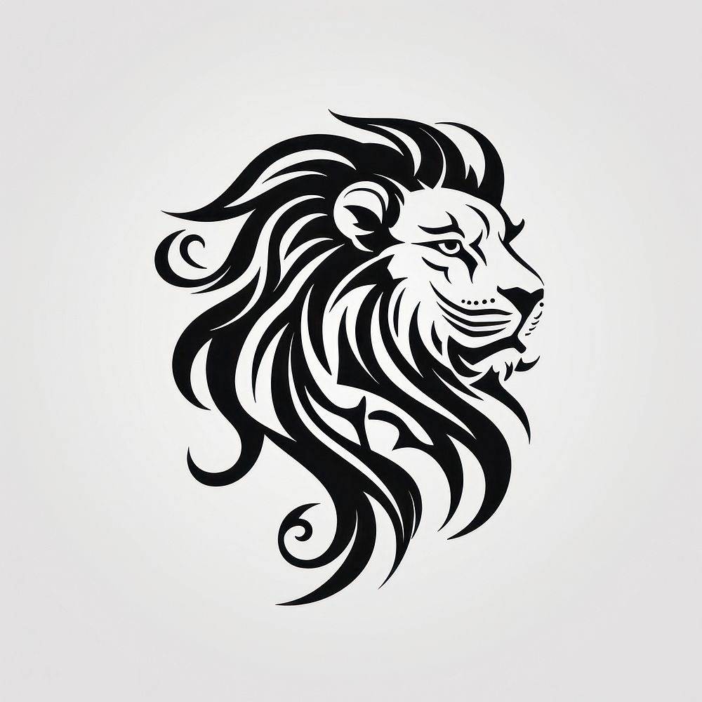 Lion logo mammal black.