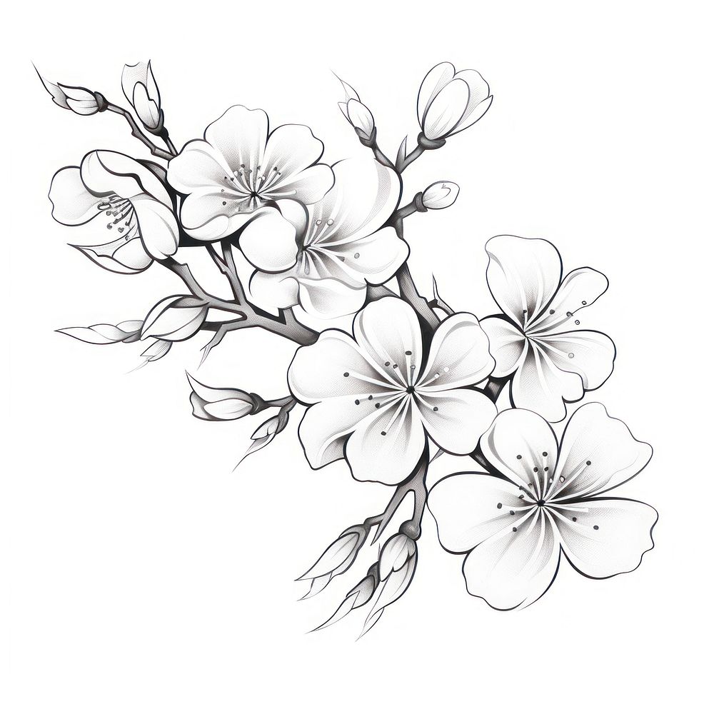 Sakura flower drawing sketch plant.
