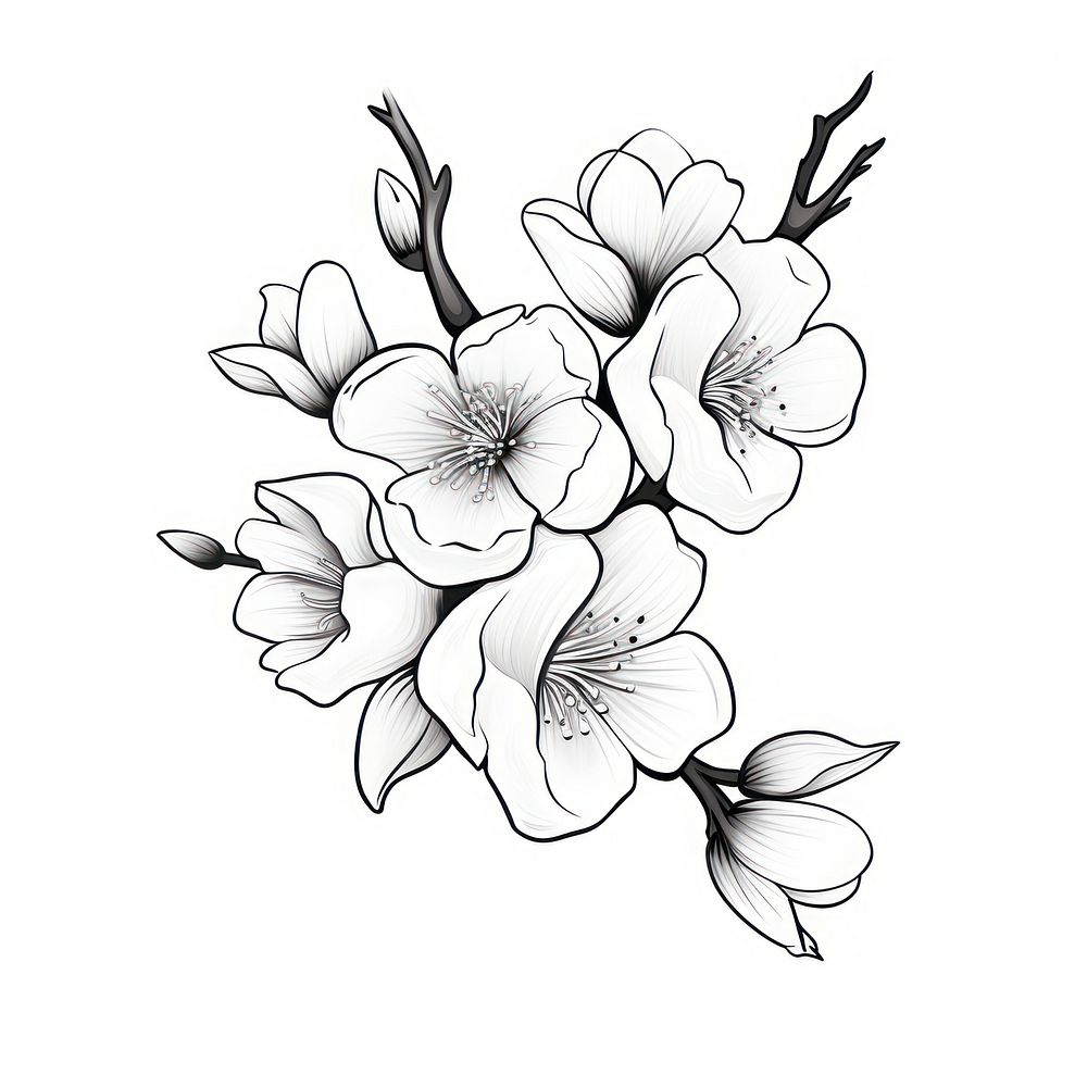 Sakura flower drawing sketch plant.