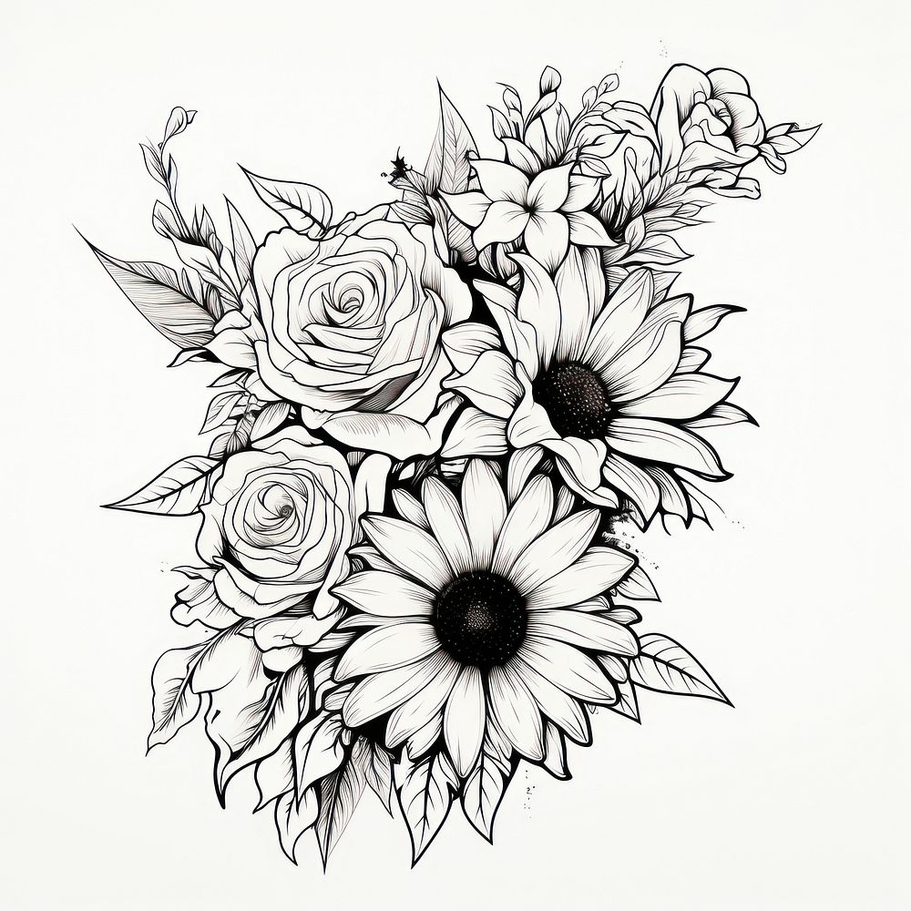 Sunflower pattern drawing sketch.