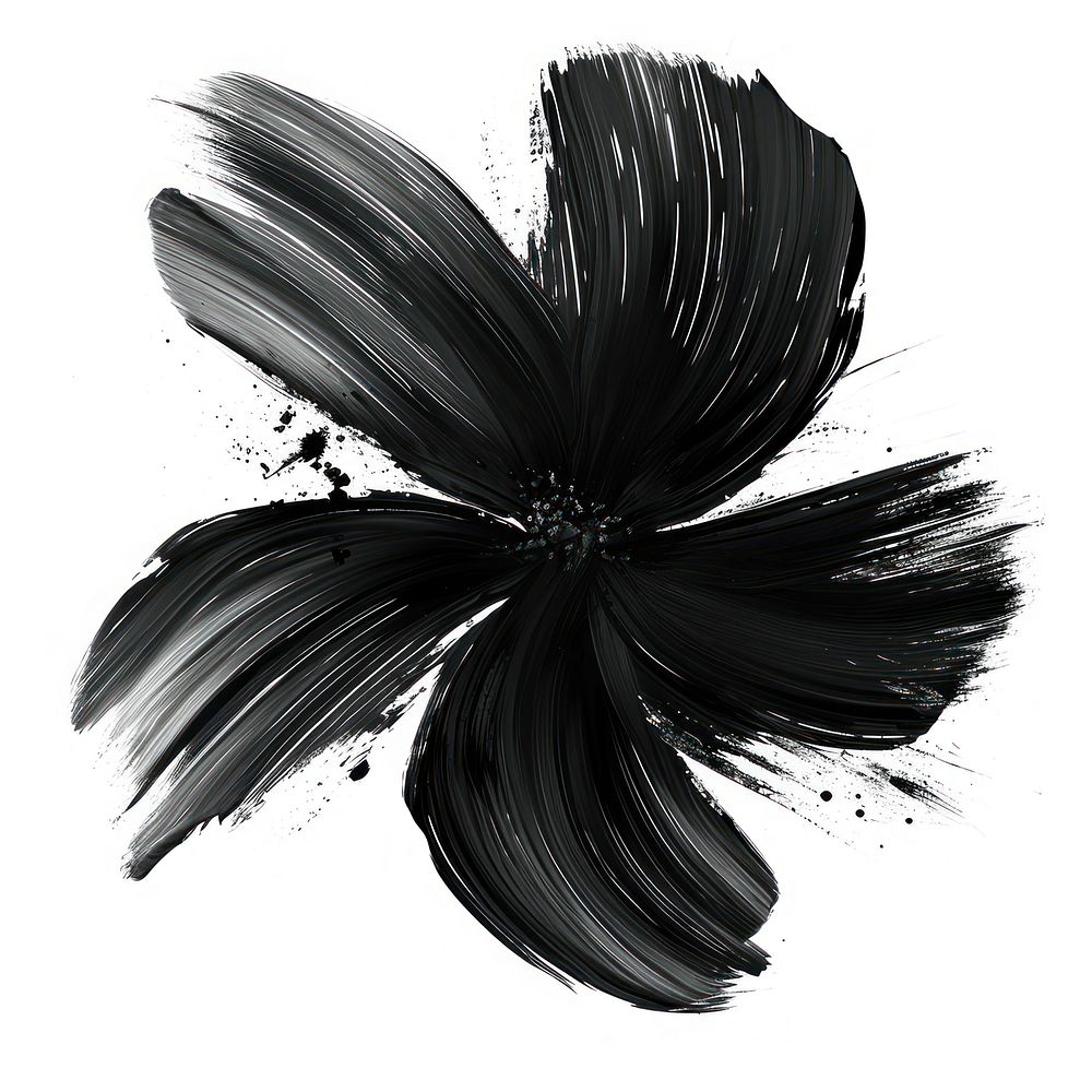 Paint flower shape brush stroke drawing sketch black.
