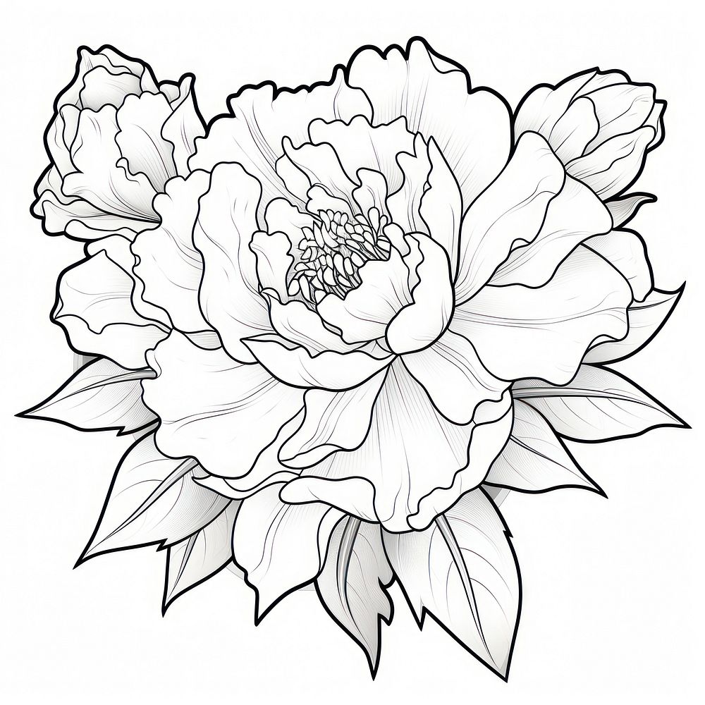 Peony drawing sketch flower.