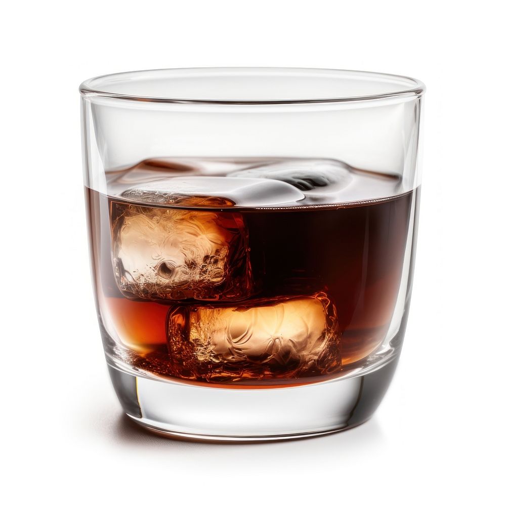 Americano coffee transparent cup whisky drink glass.