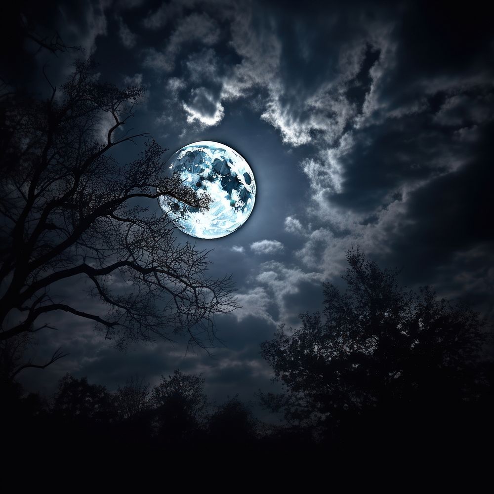 Full moon night astronomy outdoors.