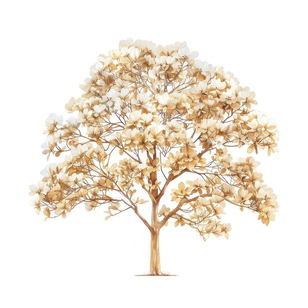 Ornamental tree plant white background illustrated.