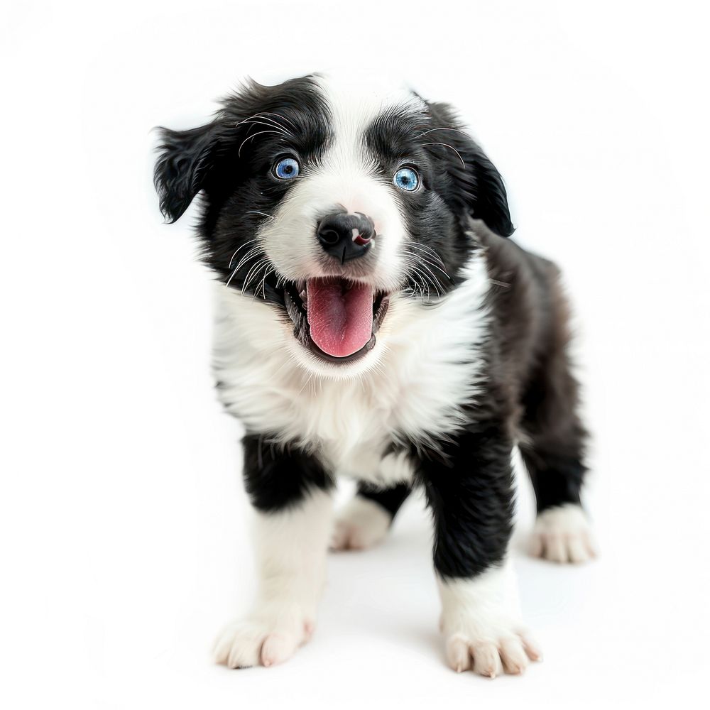 Super adorable typical black with white Border Colie dog pup mammal animal puppy.