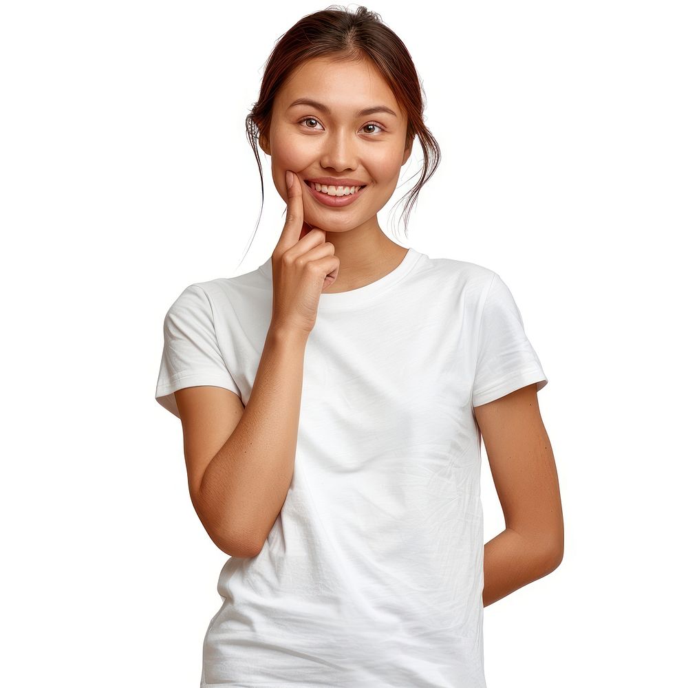 Young asian woman portrait smiling t-shirt.