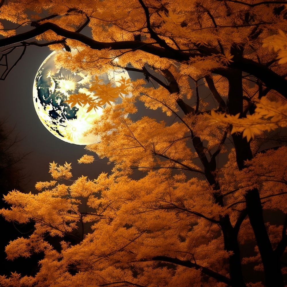 Yellow moon night astronomy outdoors.