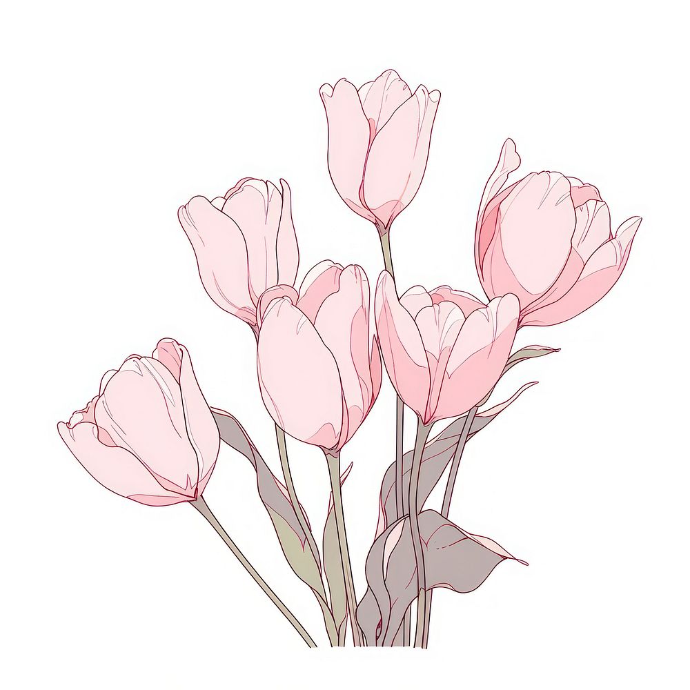 Pink Tulips flower drawing sketch tulip.