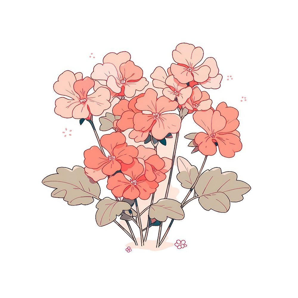 Pink Zonal Geranium flower geranium drawing sketch.