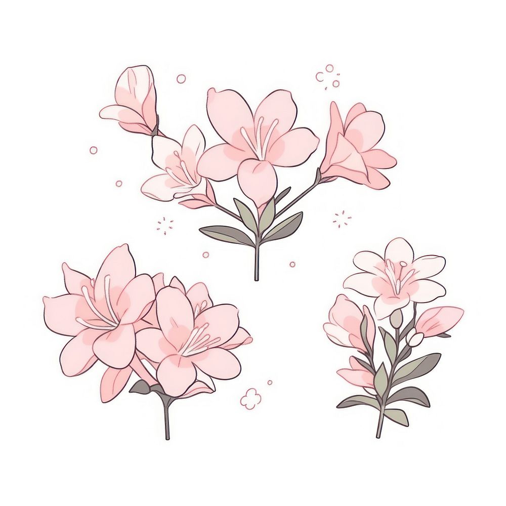 Pink azalea flower pattern drawing sketch.