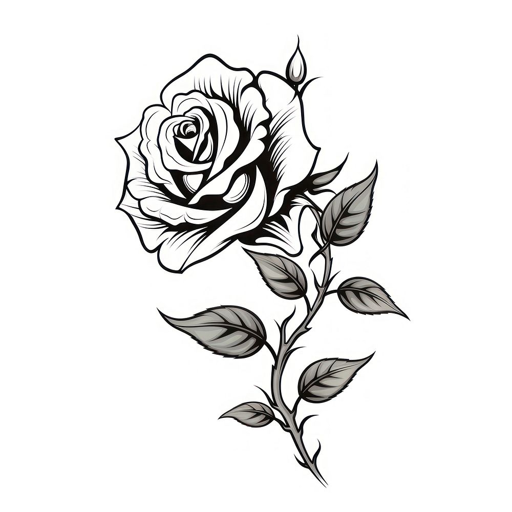 Rose flower pattern drawing sketch.