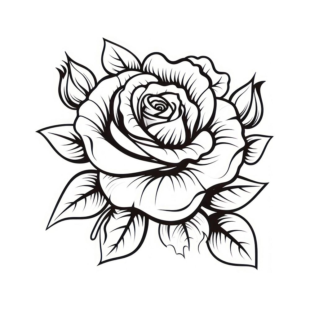 Rose flower pattern drawing sketch.