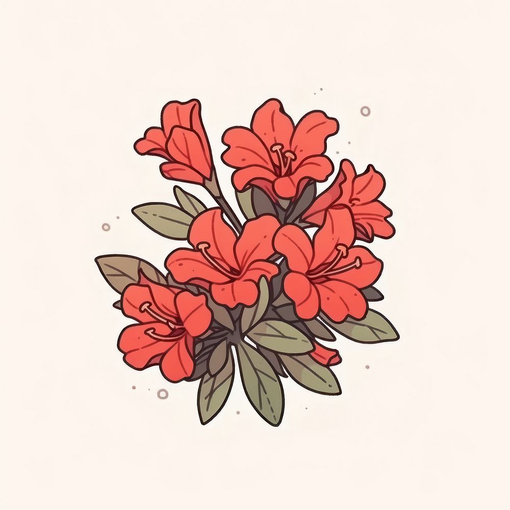 Red azalea flower pattern plant creativity.