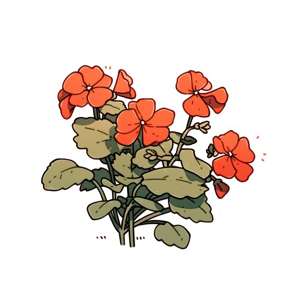 Red Begonia flower drawing sketch plant.