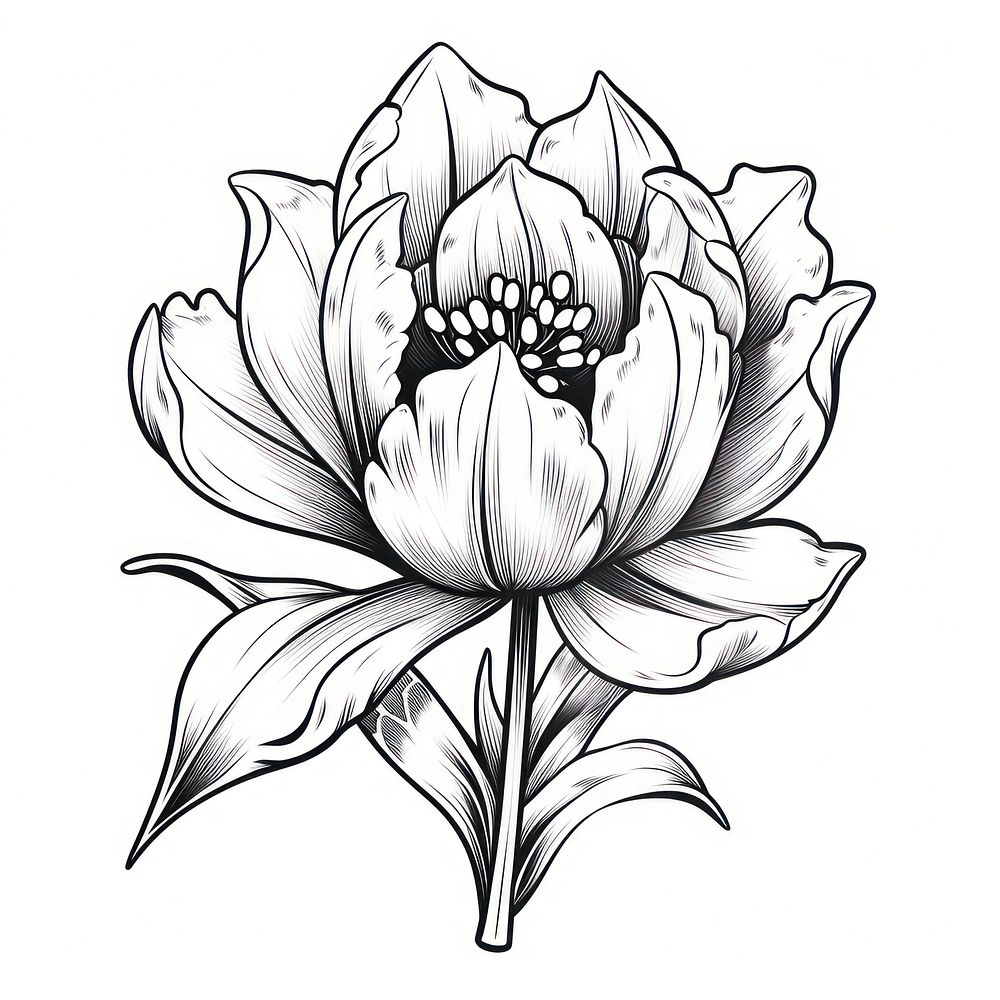Tulip flower drawing sketch plant.