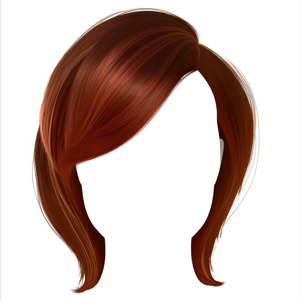 Brown fade stlye hair wig white background.