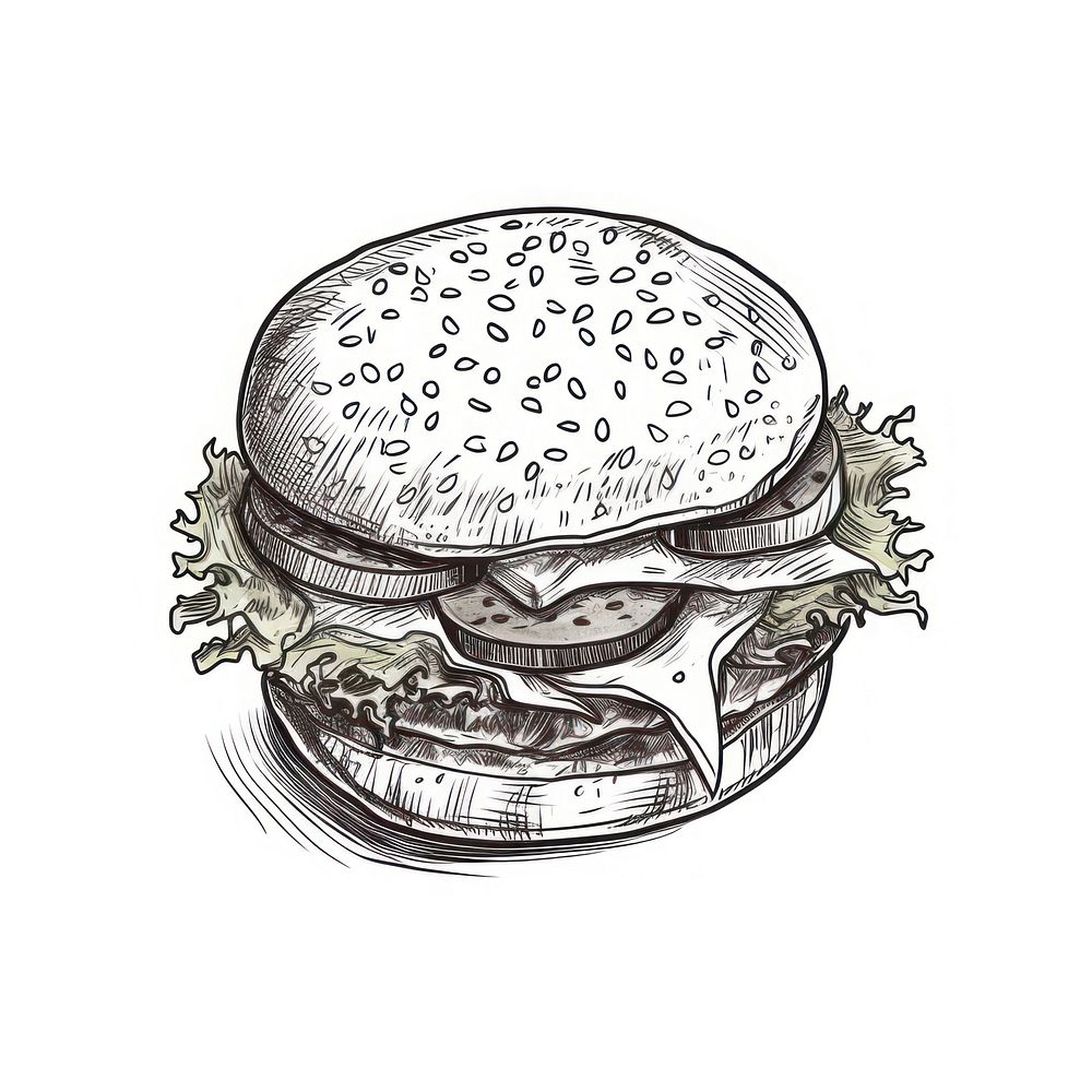 Burger logo drawing sketch food.
