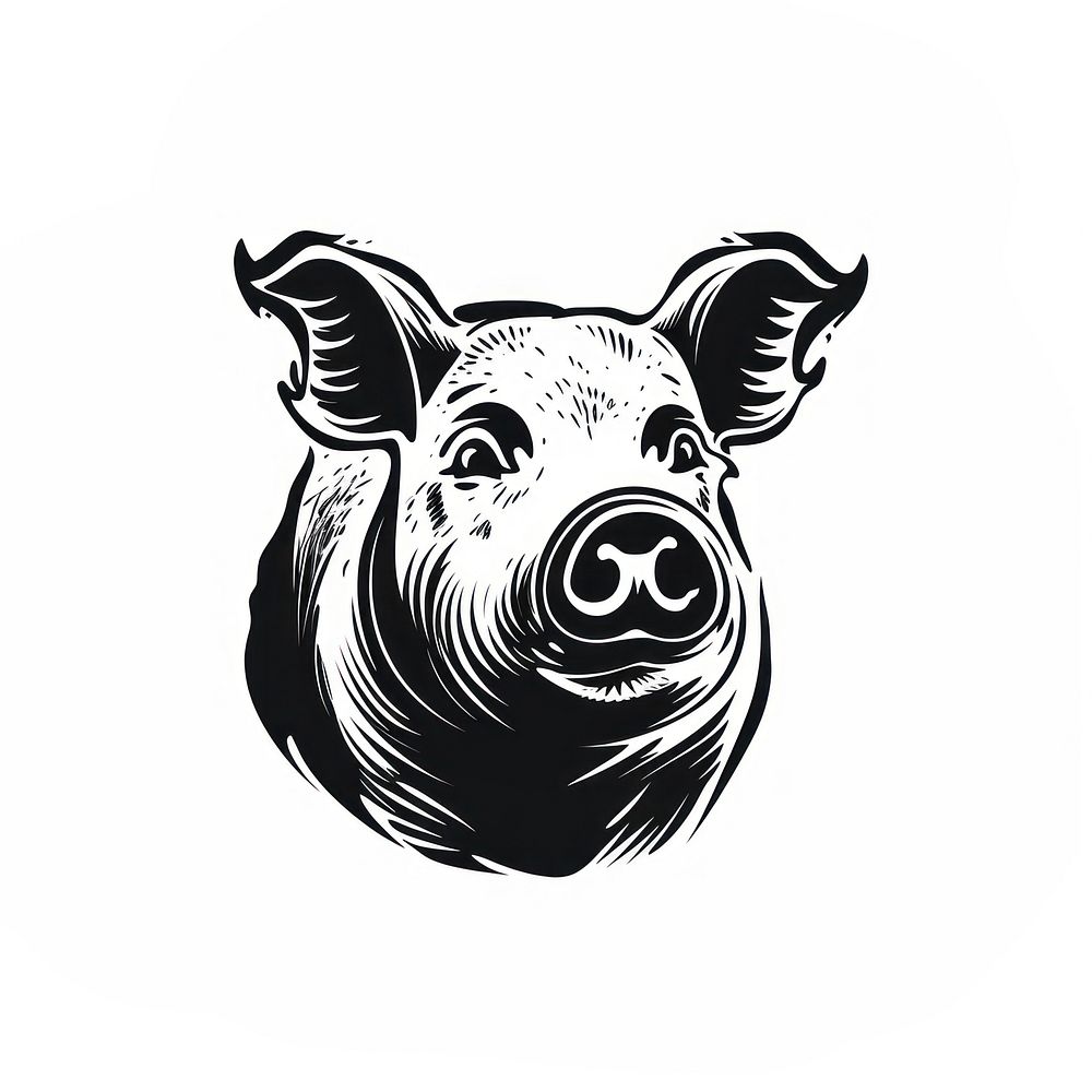 Pig logo drawing animal mammal.