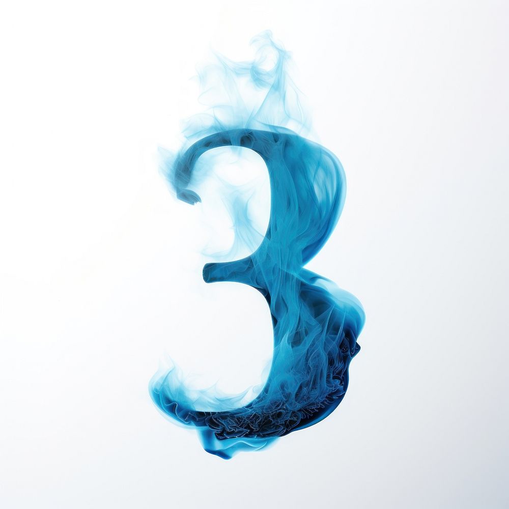 Blue flame letter number 3 smoke font creativity.