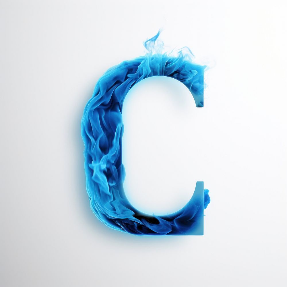 Blue flame letter C font text turquoise.