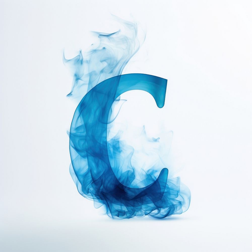 Blue flame letter C font abstract wedding.