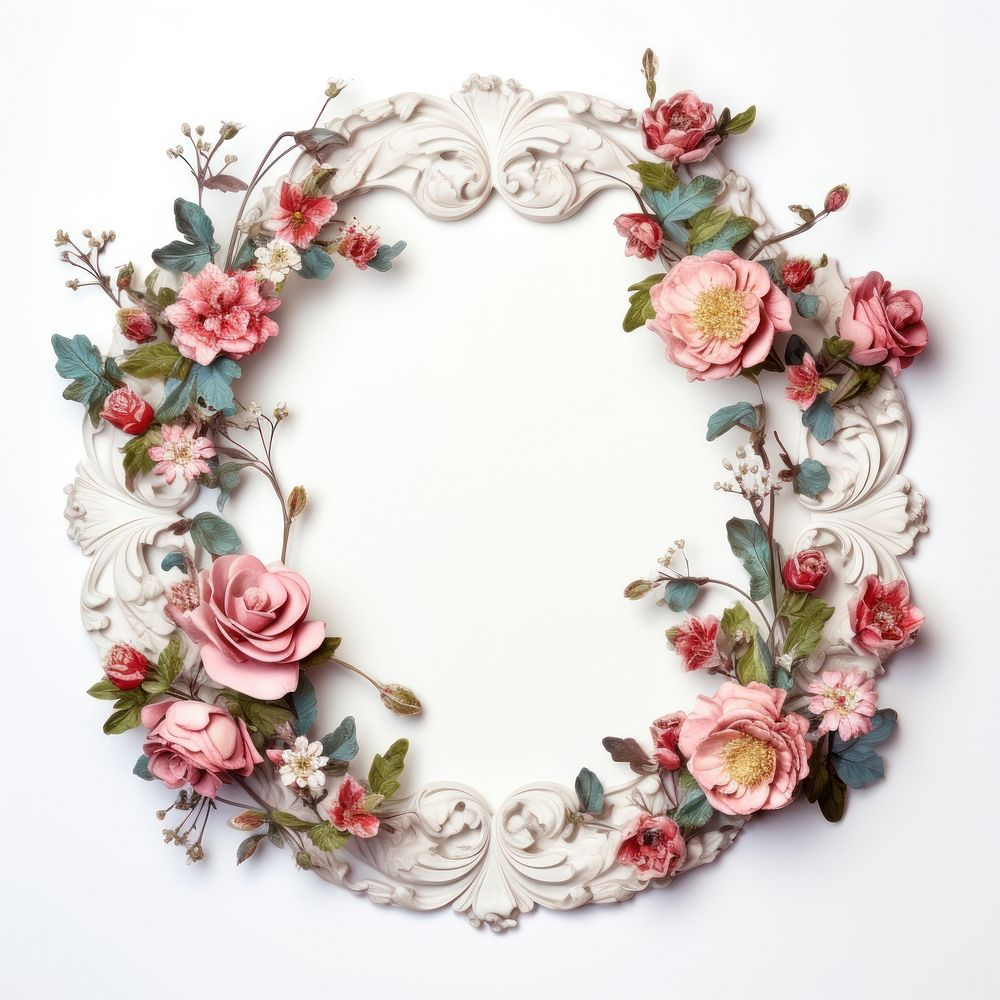 Floral vintage ornament frame flower pattern circle.