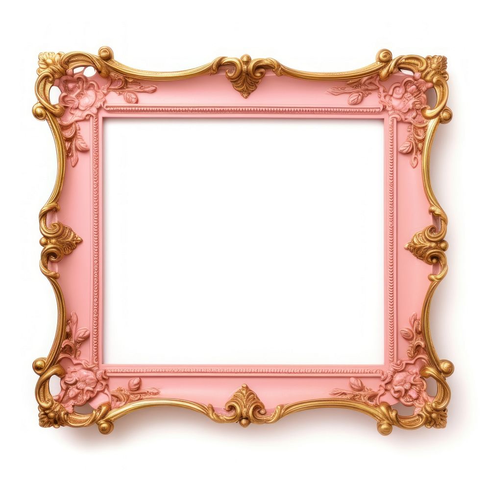 Pink gold frame vintage rectangle white background architecture.