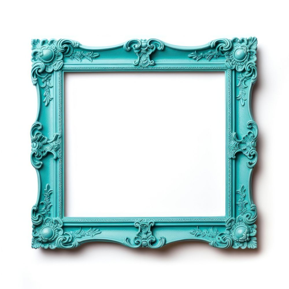 Turquoise frame vintage rectangle white background architecture.
