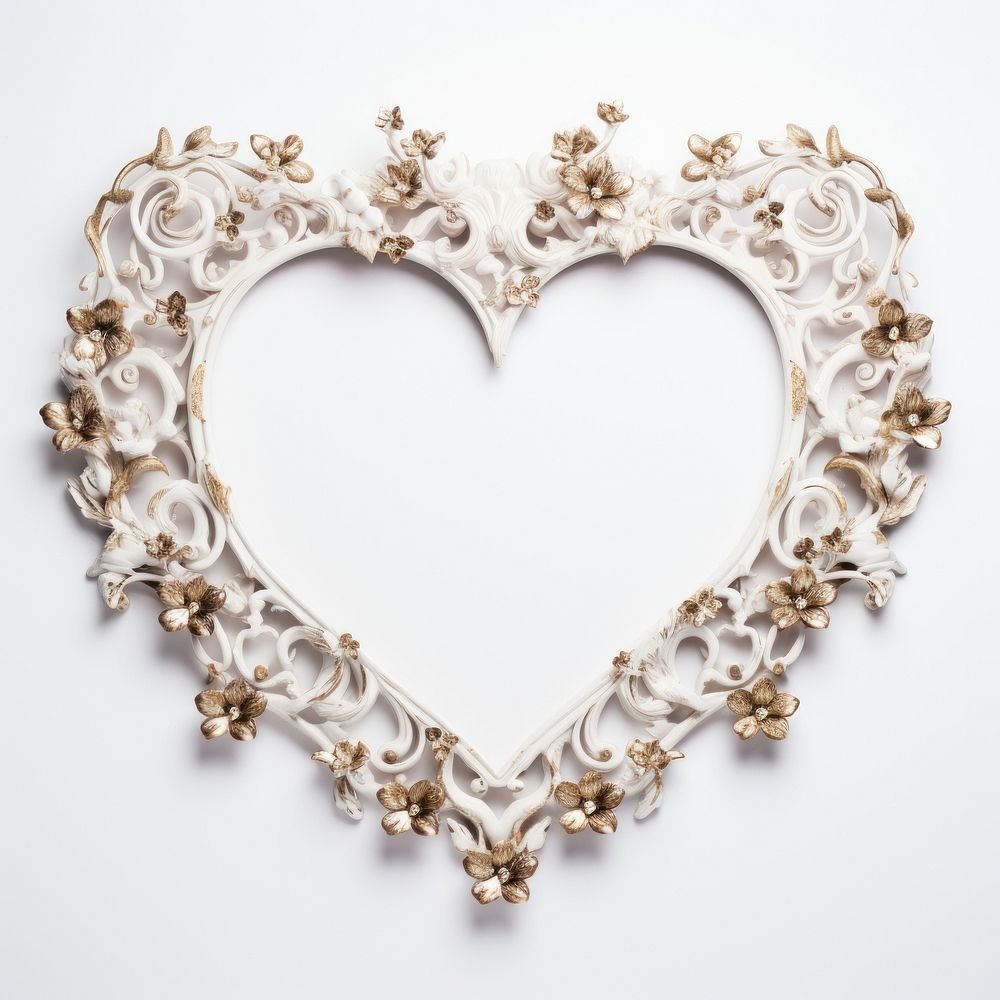 Vintage valentines frame necklace jewelry white background.