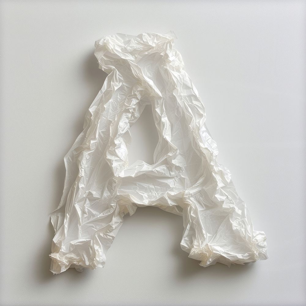Plastic bag alphabet A white triangle textile.
