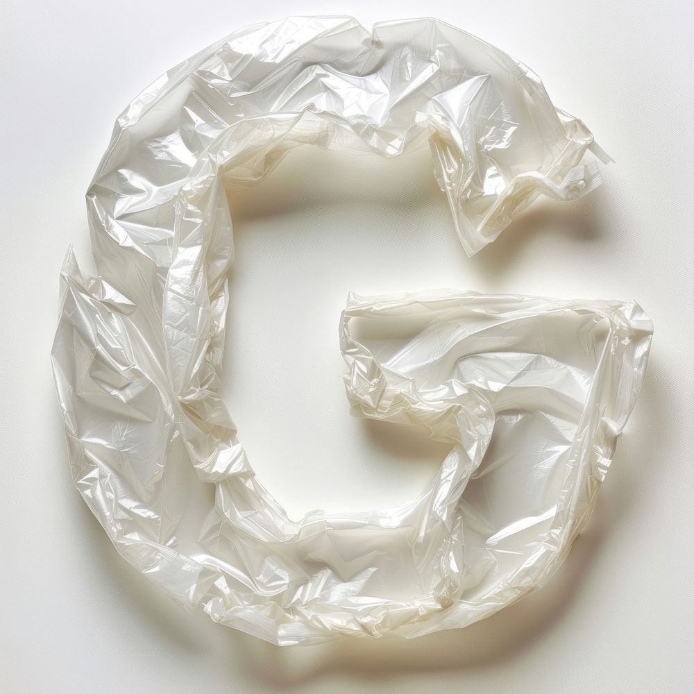 Plastic bag alphabet G white crumpled jewelry.