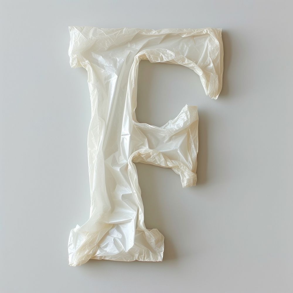 Plastic bag alphabet F white text simplicity.
