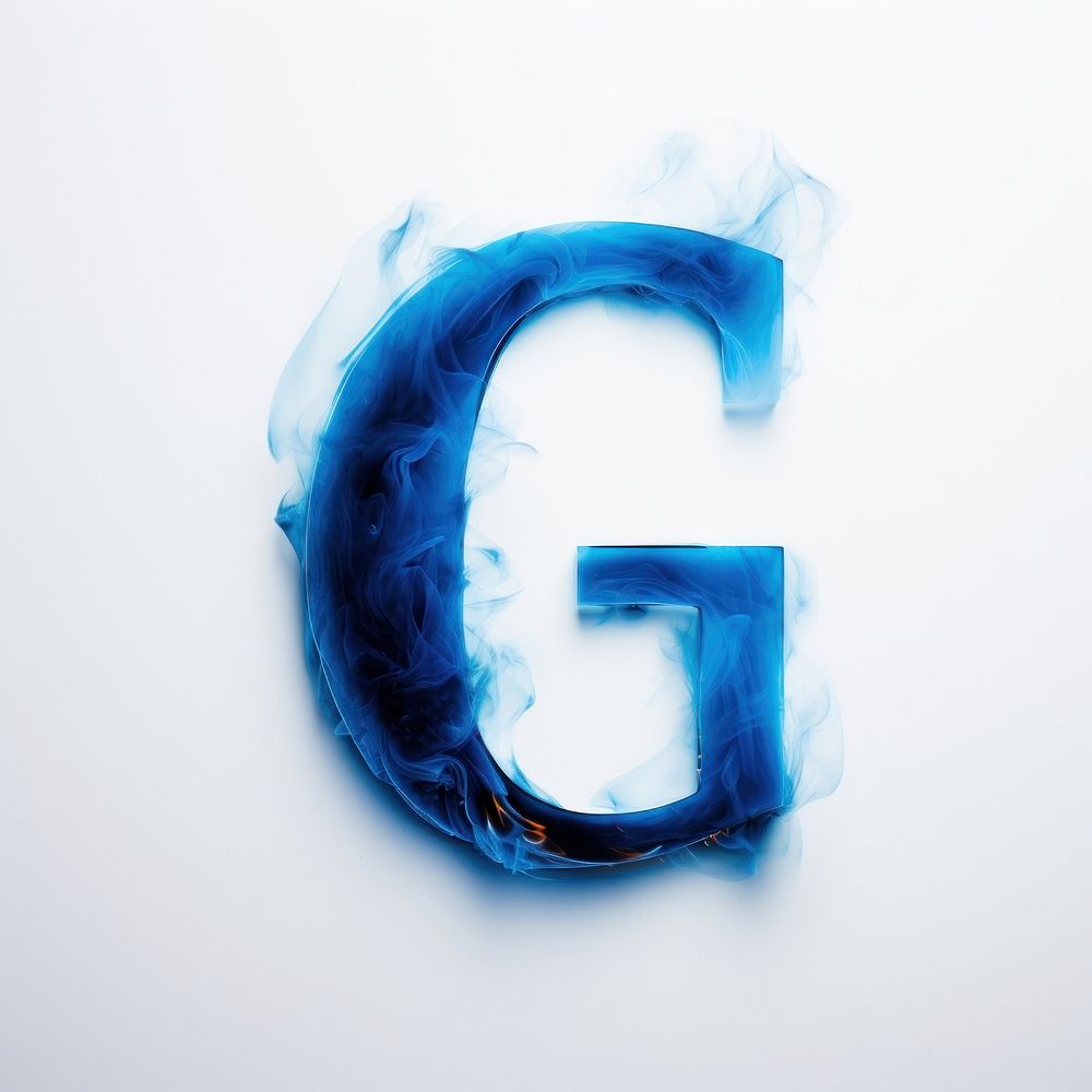 Blue flame letter G font text logo.