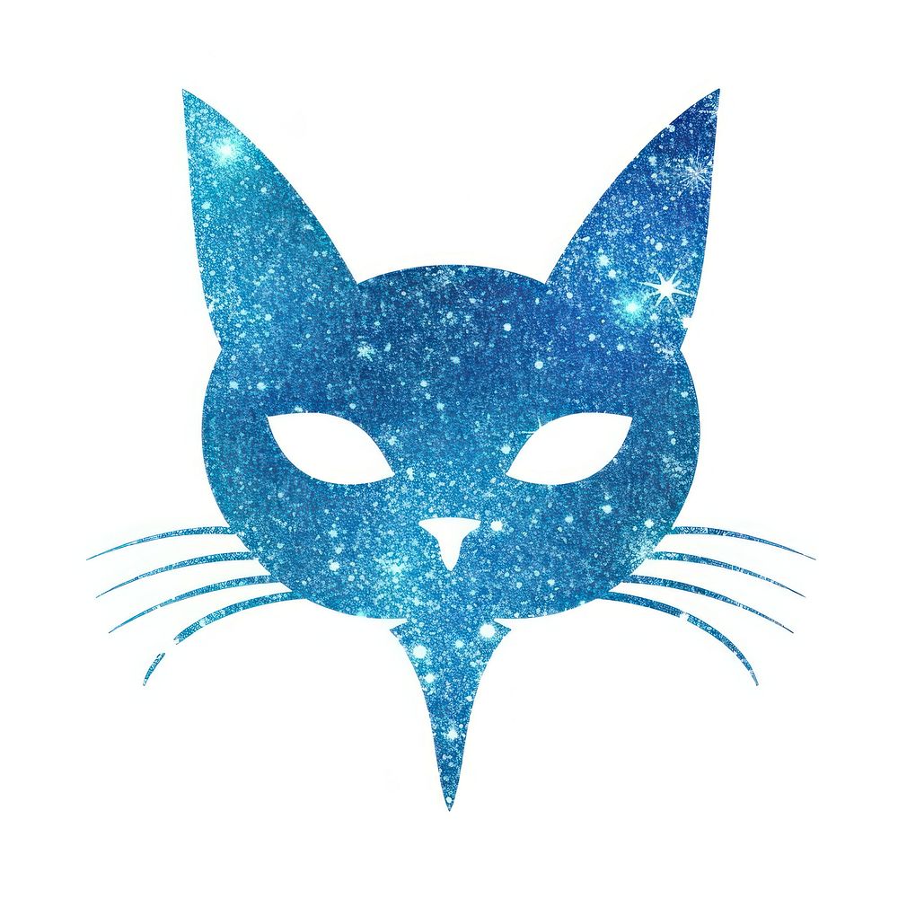 Blue cat icon mammal shape white background.