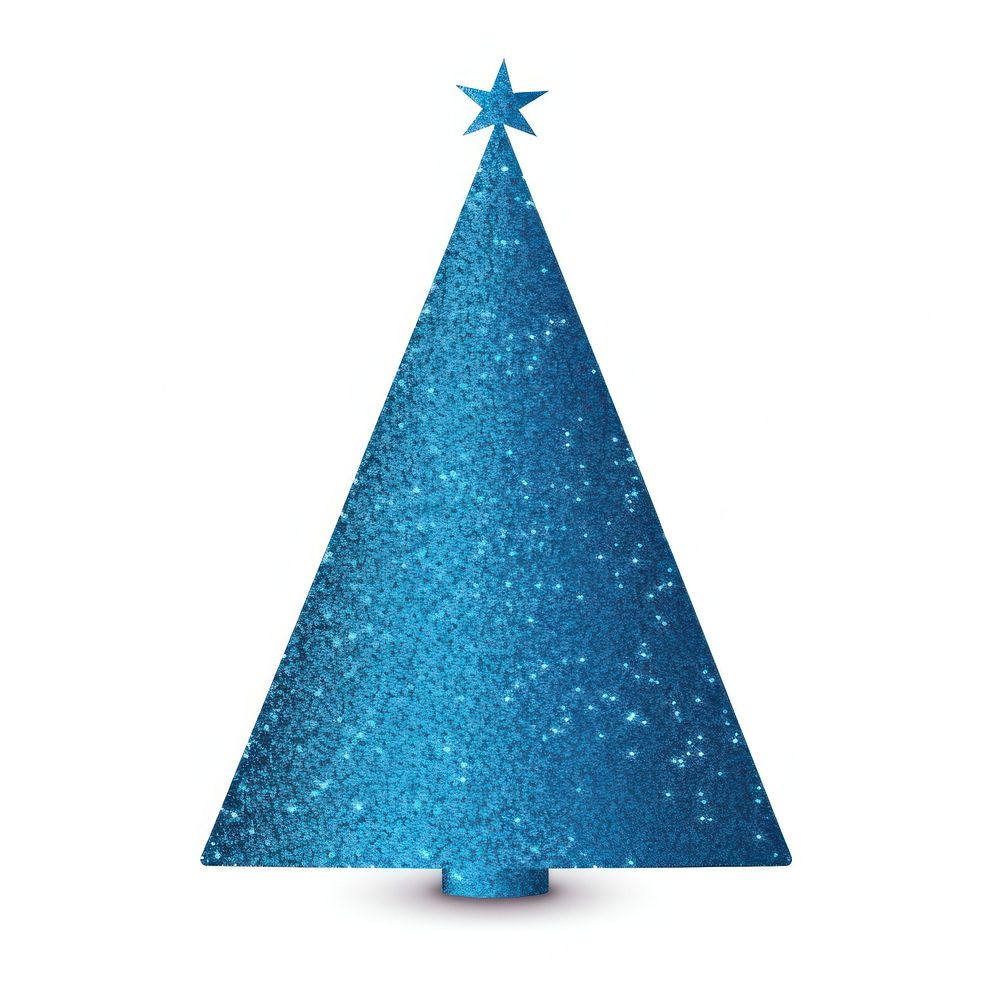 Blue christmas tree icon shape white background illuminated.