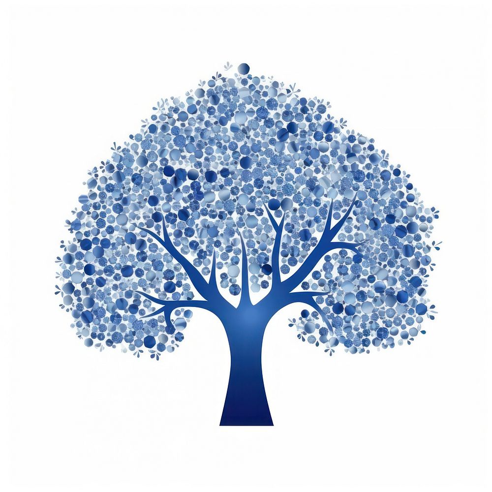 Blue crown tree icon nature plant art.