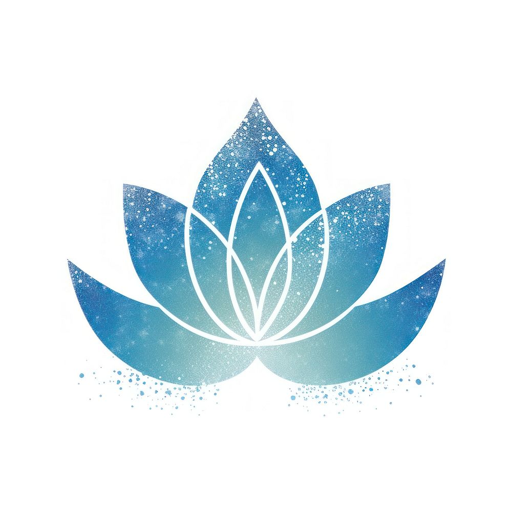 Blue gradient lotus icon plant leaf logo.
