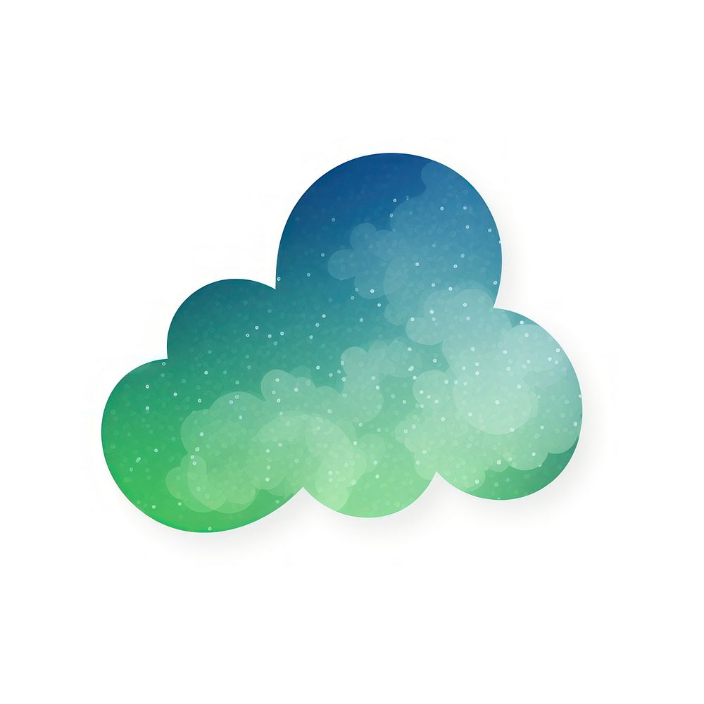 Blue green gradient cloud icon shape white background abstract.